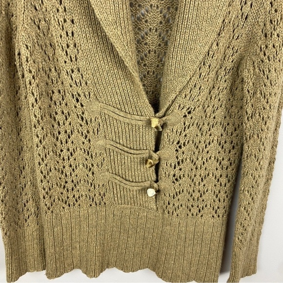 Old Navy Knit Collared Angora Lambs Wool Blend Sweater Cardigan Medium Tan - Picture 5 of 12